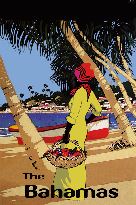 The Bahamas Beach Ocean Sea Sailboat Travel Tourism Vintage Poster